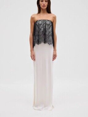 Third Form VISIONS LACE STRAPLESS MAXI DRESS | IVORY & BLACK